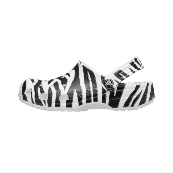 Men Sz Crocs Classic Zebra Animal Print Clog Slip On Slide Sandal 206676-1DE NWT - Picture 1 of 6